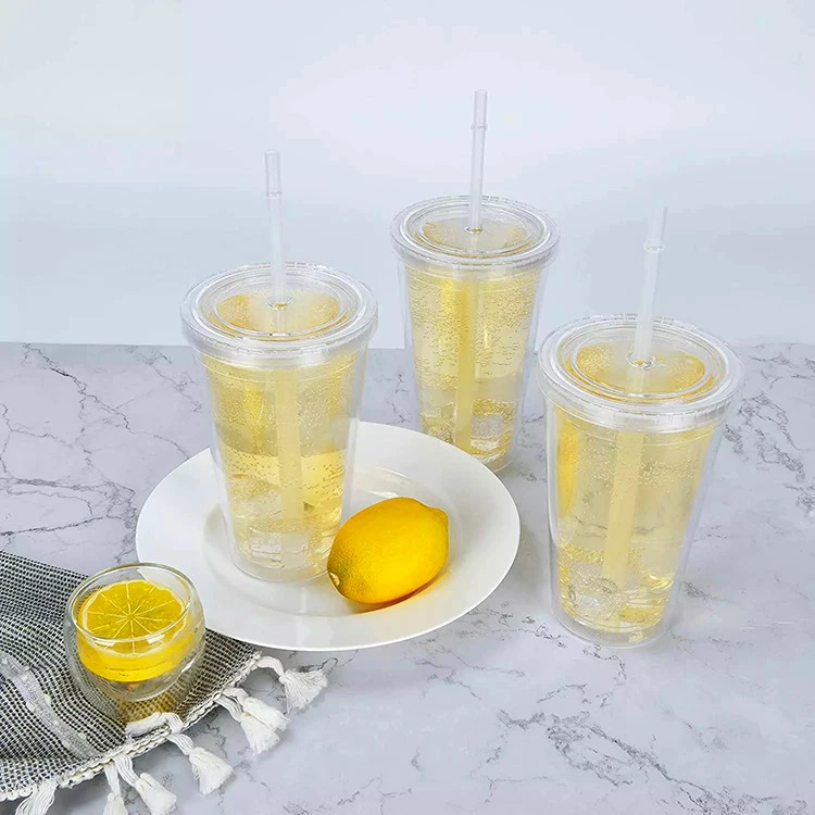 Custom 16oz 12mm Straw Milk Tea Boba Tumbler Box Kit Reusable Plastic Reusable Tea Boba Cups With Lid