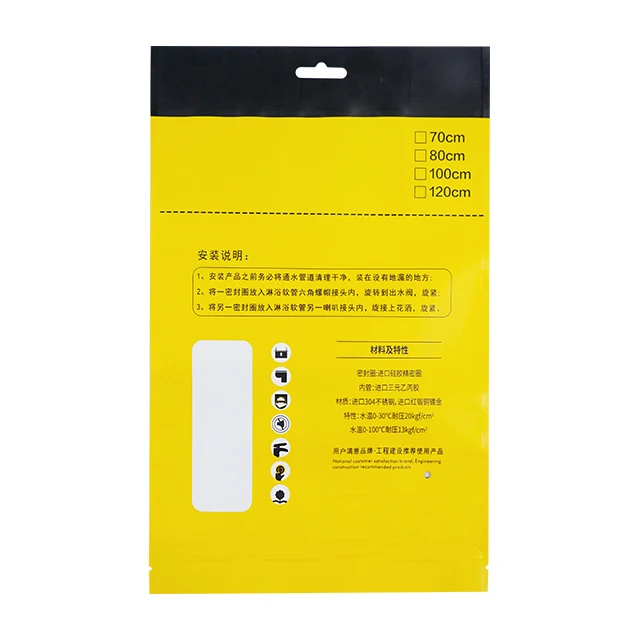 custom 3 side heat sealing bag clear window pouches easy tear open mouth bags with hang hole