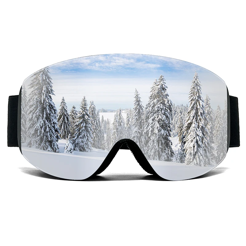 JSJM Adult Magnetic Ski Goggles Windproof Double Layer Anti-Fog Outdoor Sports Mountaineering Goggles