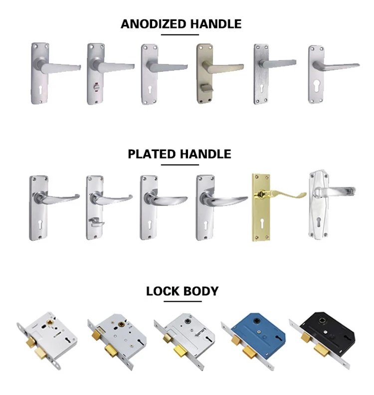 Adjustable Latch Sliding Door Bathroom French Handle Silvery Deadbolt Set  Lever Handle Lock