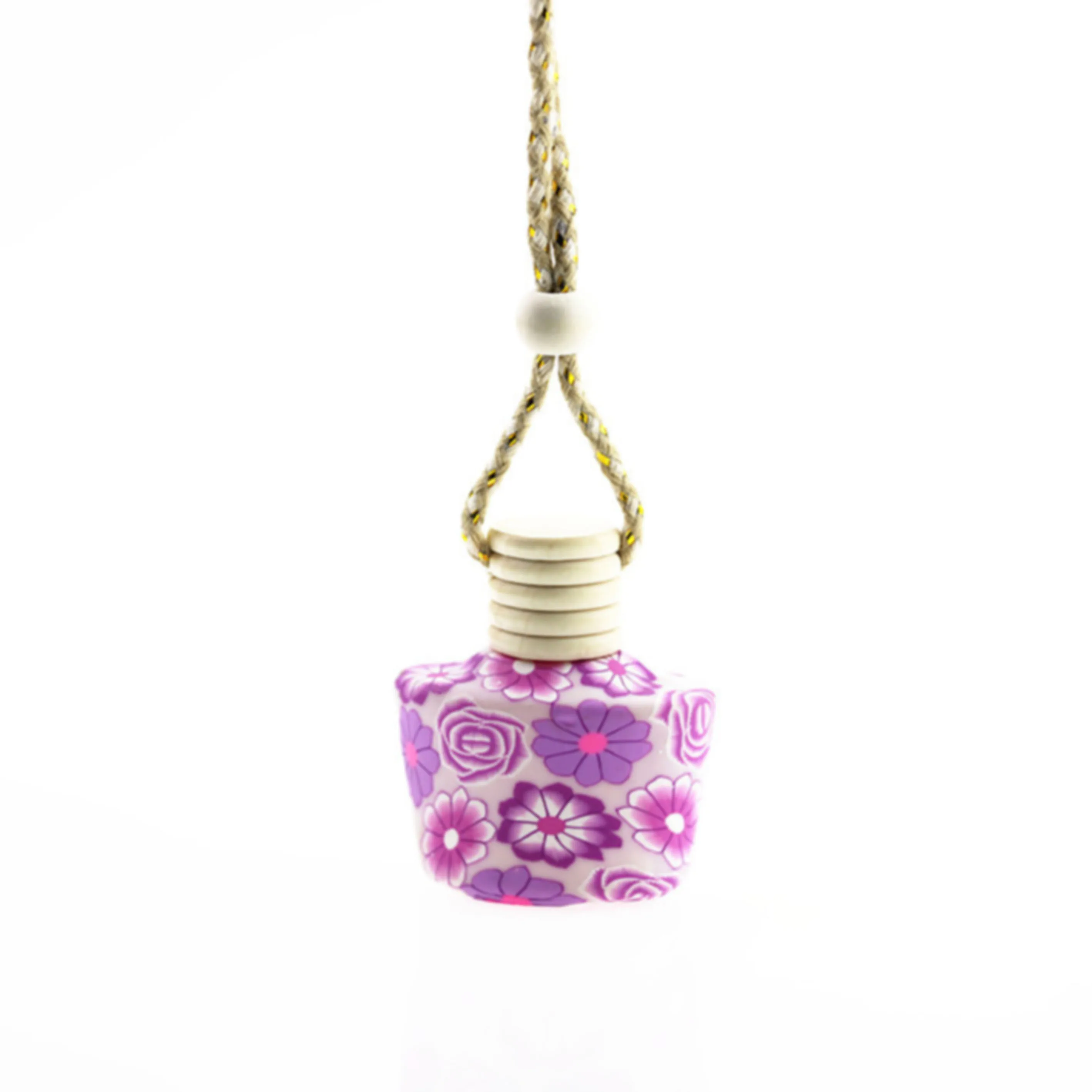 Custom art printed hanging car air freshener glass bottle diffuser car hanging bottle perfume 10ml