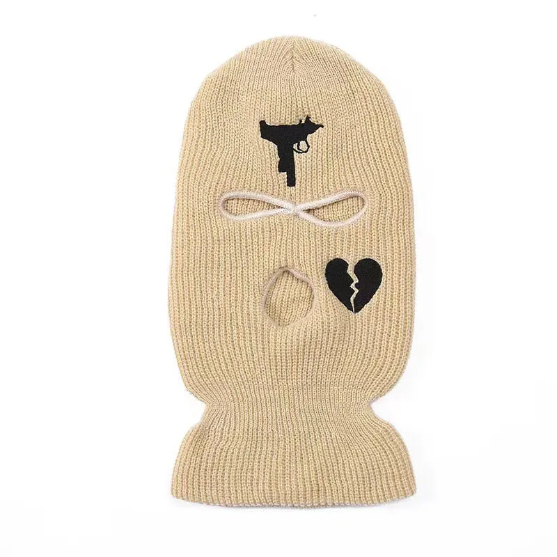 Embroidery Balaclava Face Mask 3 Three Hole Hat Hand Knitted Ski Hat Tactical CS Alpha Full Face Hat Men and Women Caps