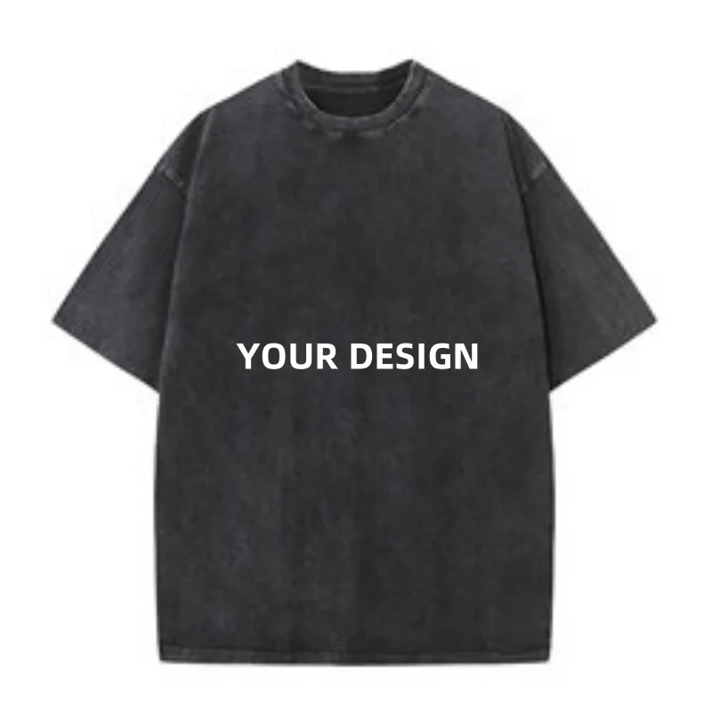 Manufacturers Custom Mens 100% Cotton Black Acid Mineral Washed Tshirt Heavy Weight 250Gsm Washed t Shirt For Men