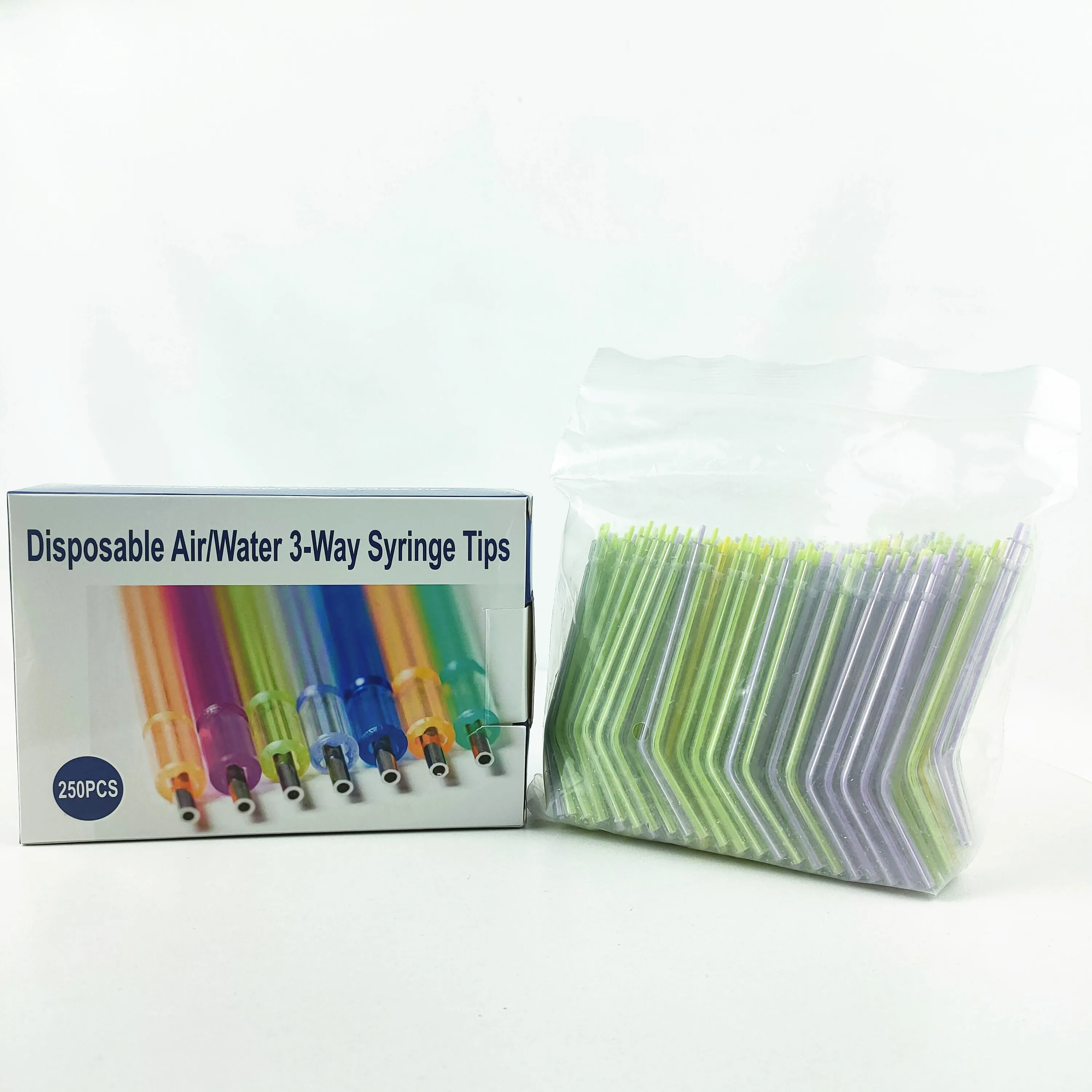Universal three-in-one colorful disposable dental air water syringe tips
