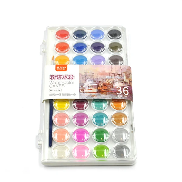 solid WATER COLOR 36 Colors Portable Artist Paints Pigment Cake Foldable PP Box Paint Set Kit