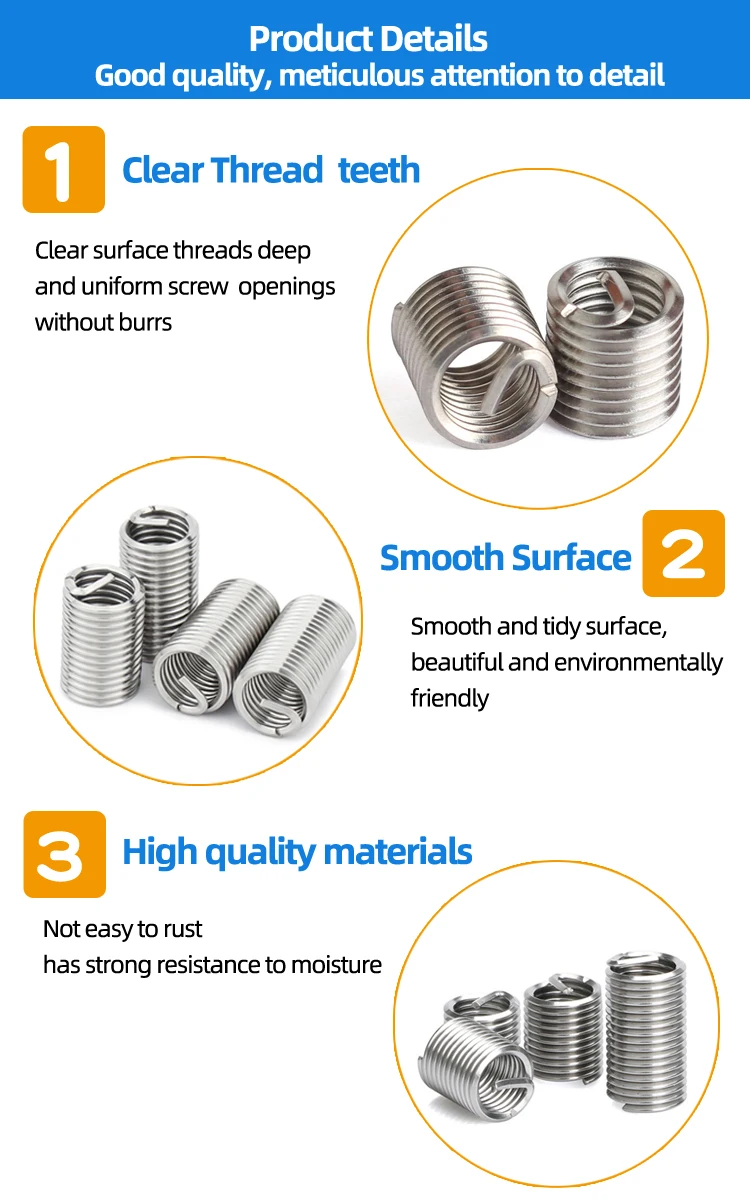 Fasteners Product 304 Coiled Wire Helical Screw Threaded Insert M2M2.5M3M4M5M6M7M9