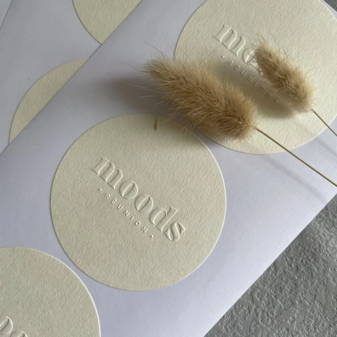 sticker embossed label LOGO printing custom sealing matte sticker Custom adhesive brand logo thank you sticker