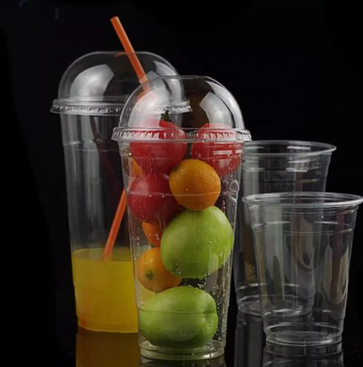 disposable 24oz RPET plastics cold beverage smoothie cups