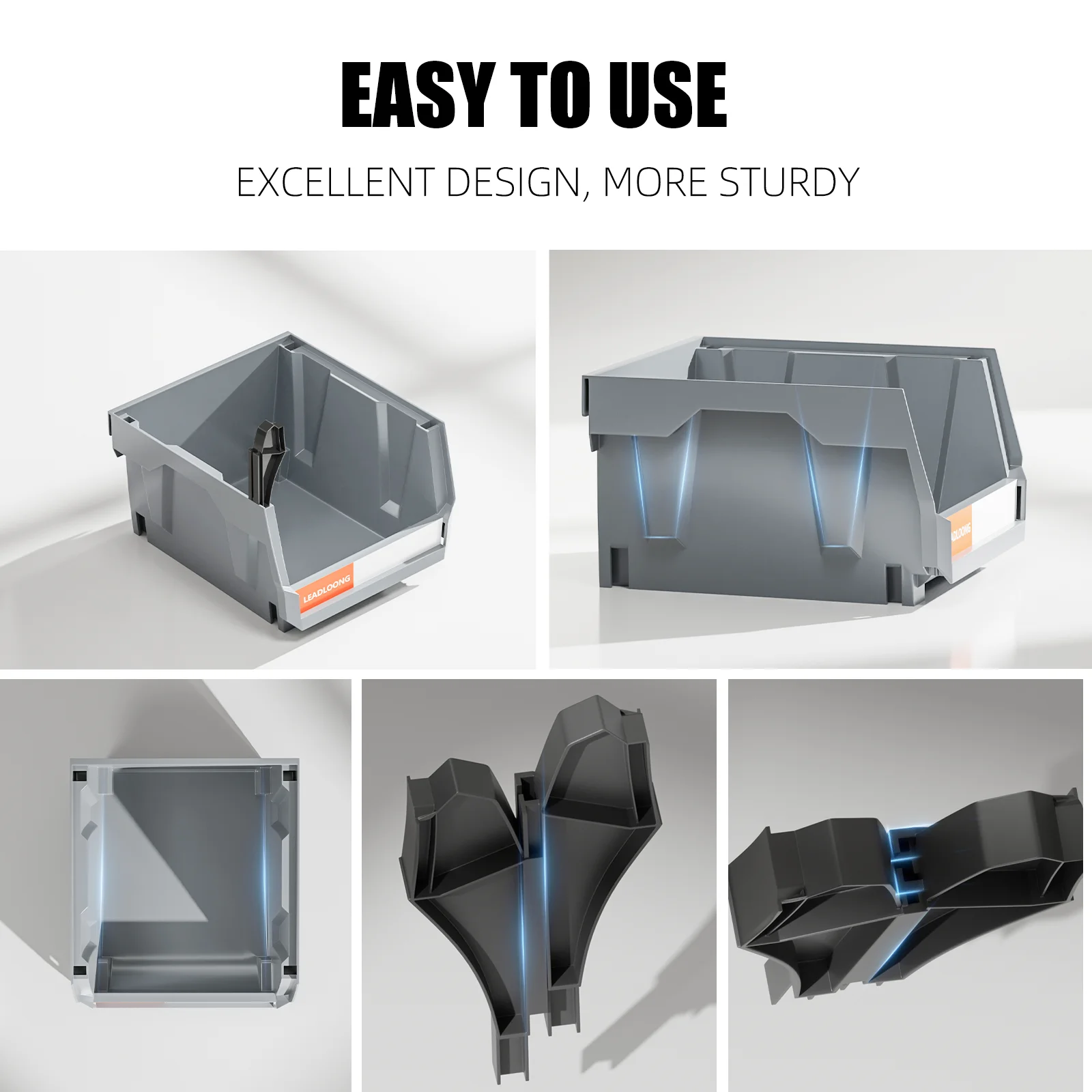 24pcs Gray Stackable Tool Box 13.7x10.5x7.8cm/5x4x3inch Garage Storage Container Tool Storage And Organizer Box Garage Supplies