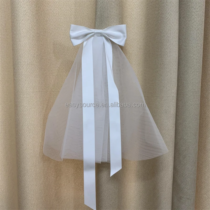 YM106 shoulder Length Bridal Veil with Comb bow Finger Tip Wedding Veil Bride Hair Accessories