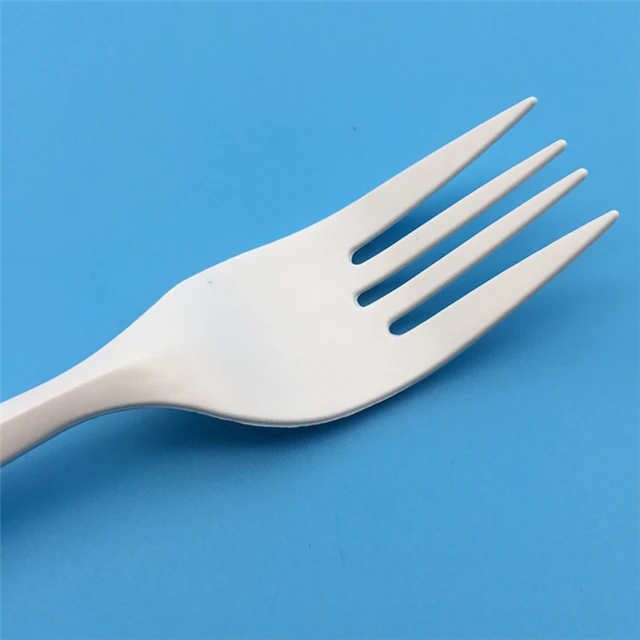 eco friendly cpla plastic biodegradable pink disposable spork bread knife spoon and fork cutlery set