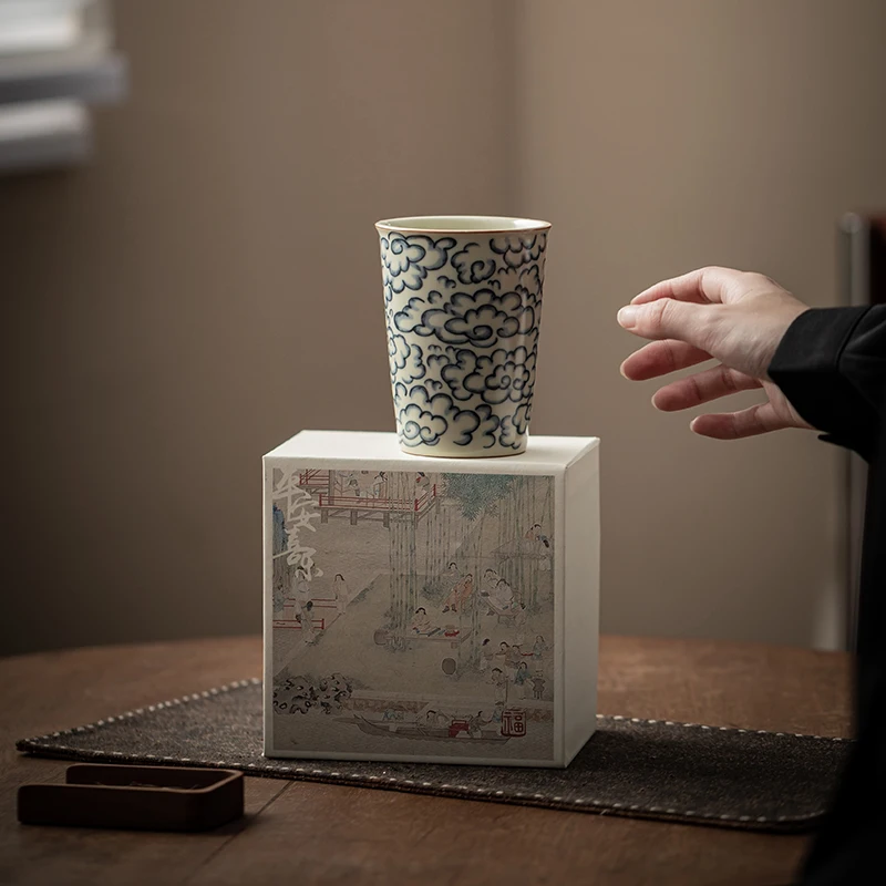 Antique Ruyao Xiangyun Porcelain Tea Cup Vintage Open Piece Coke Can Large Household Ceramic Master Cup Handy Tea Coffee