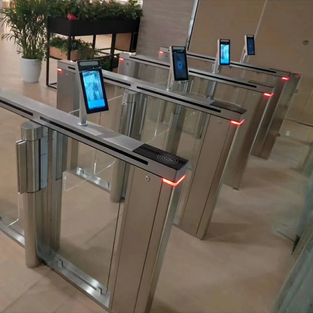 304 Stainless Steel Material High Security Automatic Fast Speed Swing Barrier Turnstile Gate With Face Recognition
