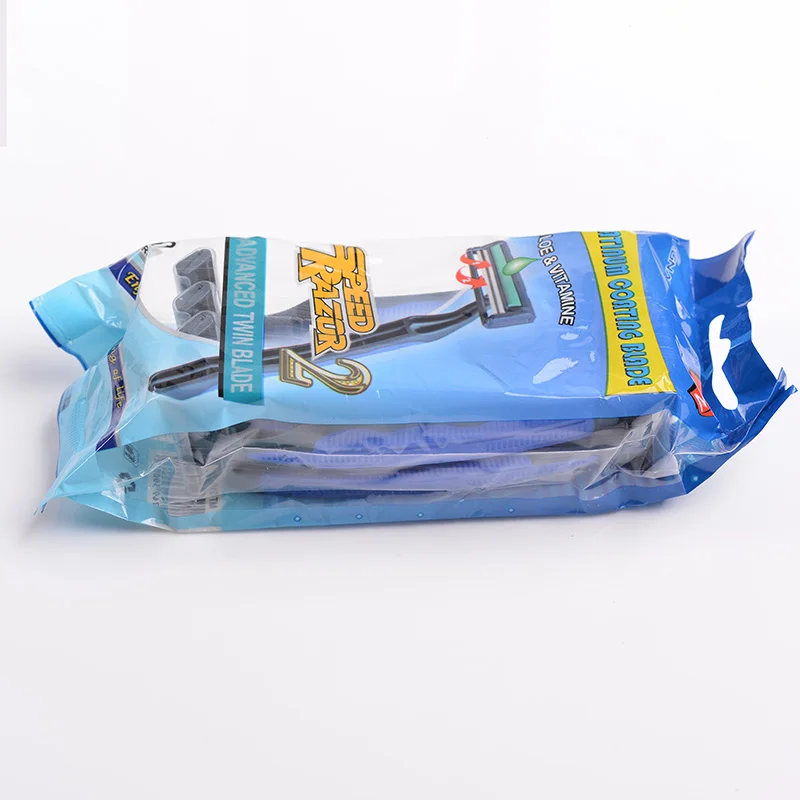 Mens factory direct sales disposable shaving razor twin blade with lubrication strip razor