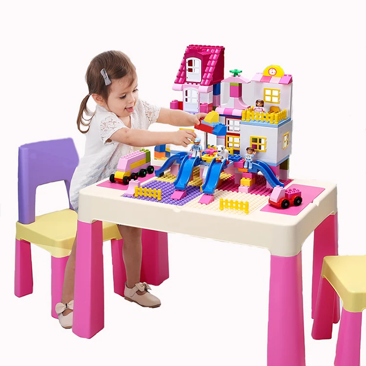 Toxic Free And Safe Toy Play Table Kids Desk And Chair Set Children Tables block table and chair