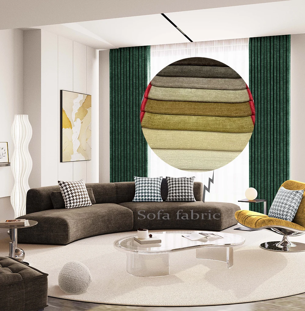 2014 furniture sofa woven chenille upholstery fabric with 100% polyester bunchy yarn piece dyed fabric