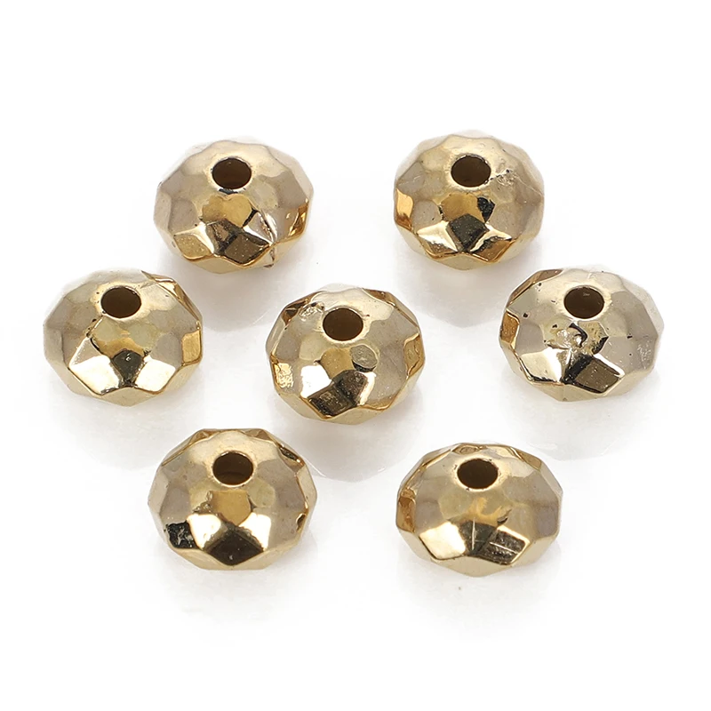 100pcs/bag KC Rhodium Bulk Wheel Round CCB Plastic Beads Loose Spacer Bead For DIY Jewelry Making Bracelet Necklace