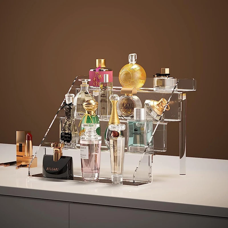Custom Clear Acrylic Display Riser Stand Perfume Organizer Holder And Storage Rack