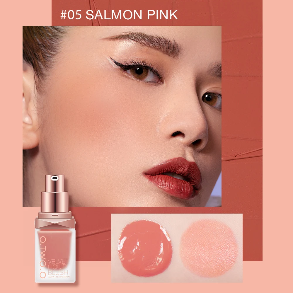 O.TWO.O Private Label 4 Colors Long Lasting Vegan Festival Gift Hot Sale Cruelty Free Liquid Blush Waterproof Mineral Blusher Fo