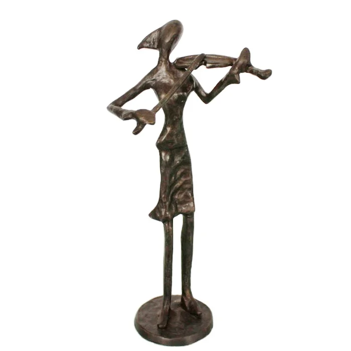 scandinavian home decor antique bronze violin player figurines show pieces for home decoration