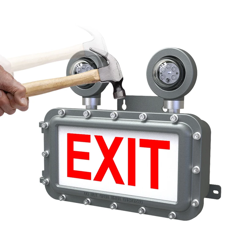 US Stock Indoor Outdoor Waterproof IP66 Exit Light Emergency Exit Light for Factory Dangerous Place