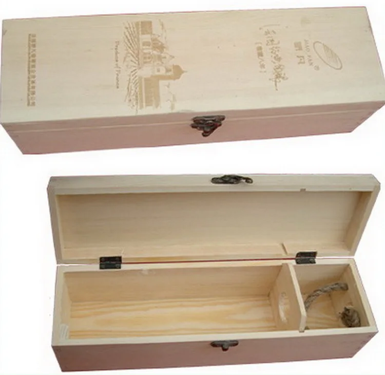 
natural wood handmade printing logo wine charm packing box 