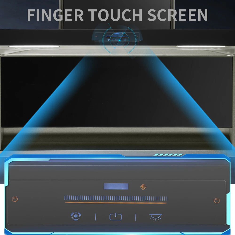 Gexiang Factory Home Wall Mounted Customized High Quality Windswept Black Kitchen Range Hood