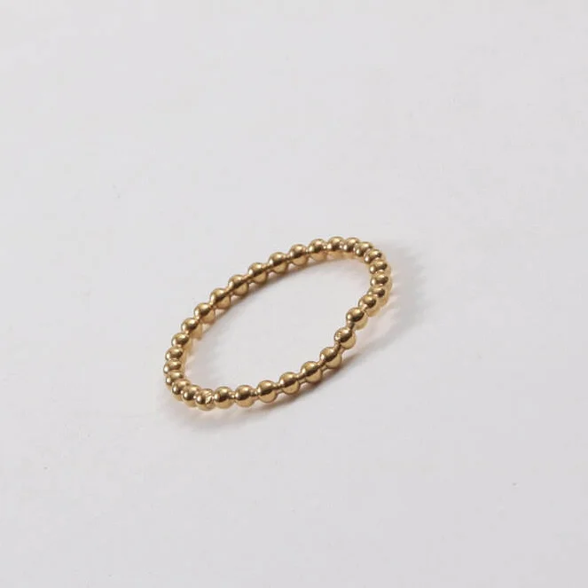 Classic Boho Minimalist Jewelry Girls Stainless Steel Dainty Ball Beaded Ring Stacking Gold Ball Ring