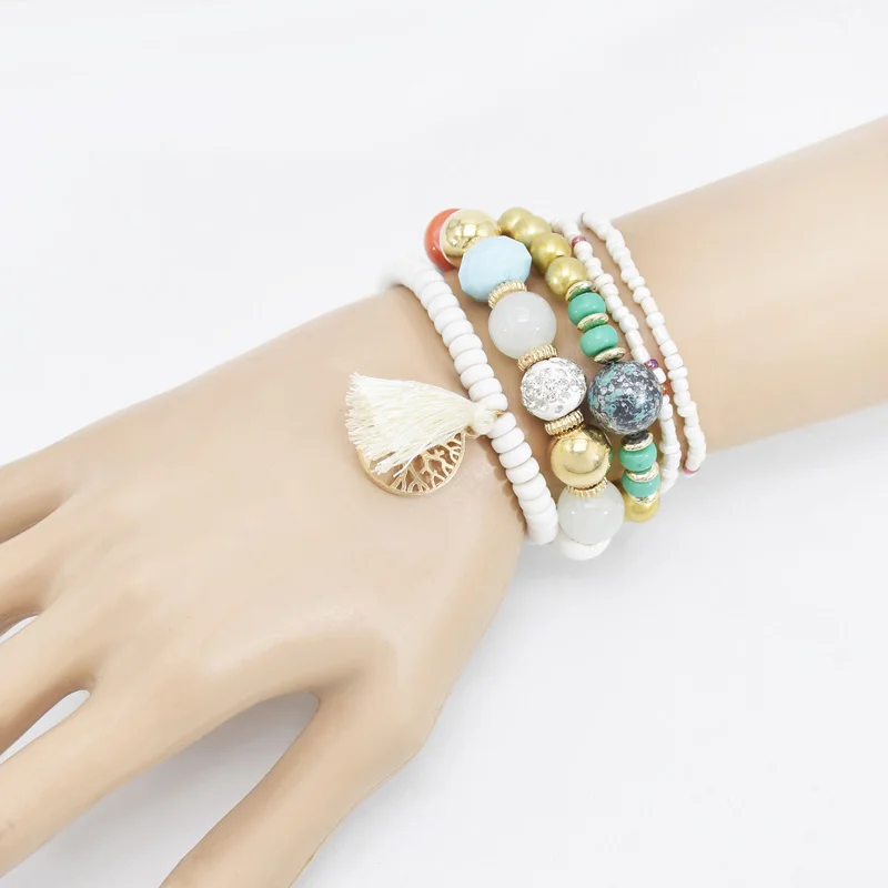 Glamour girl fashion casual wedding superposition beaded bracelet sets elastic bead bracelet