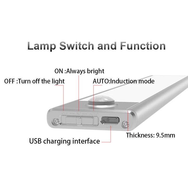 JEDVER USB Rechargeable Motion Sensor Led Cabinet Light Wireless PIR Cabinet Light Crystal Wireless DC 12V Customized 90 80 95