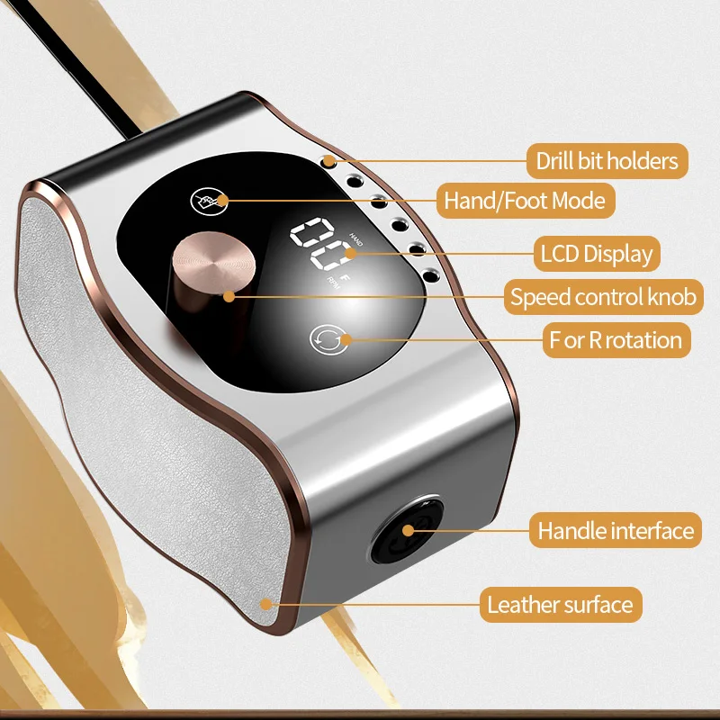 electric nail drill machine 35000rpm professional e-file with carbide nail drill bit set for acrylic nails