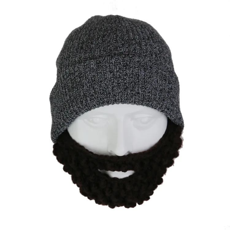 Wig Beard Hats Cosplay Roman Knight Handmade Knitted Helmet Winter Sports Warmer Cap Ski Funny Mask Beanie