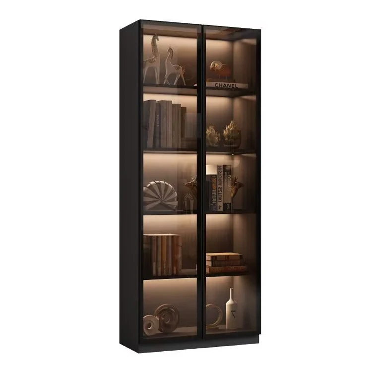 Luxury Living Room Furniture Glass Door Bookcase Modern Storage Cabinets Wine Display