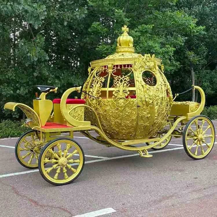 New Design Four Wheels Golden Wedding Cinderella Horse Carriage for Sale