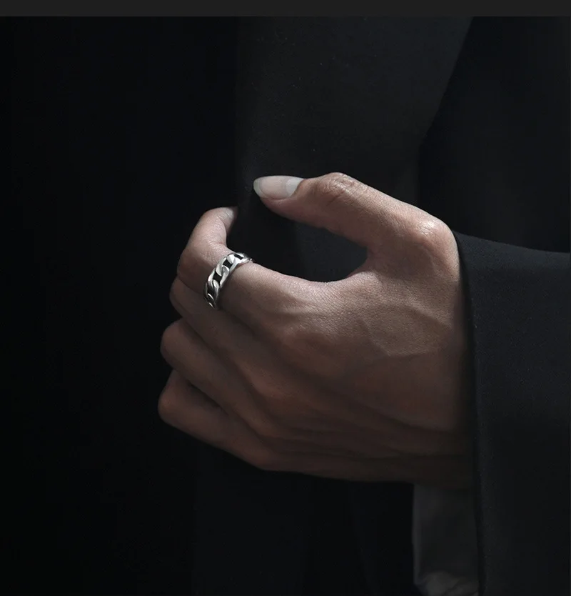 2023 Fashion Thai silver Ring 925 sterling silver couple rings  ring cuban chain for Womens or mens birthday gifts