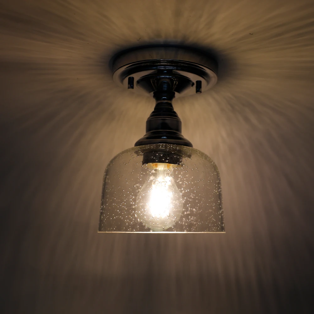 Small Flush Mount with Glass Shade Living Room Ceiling Lightings Brushed Nickel Cheap Flush Mount