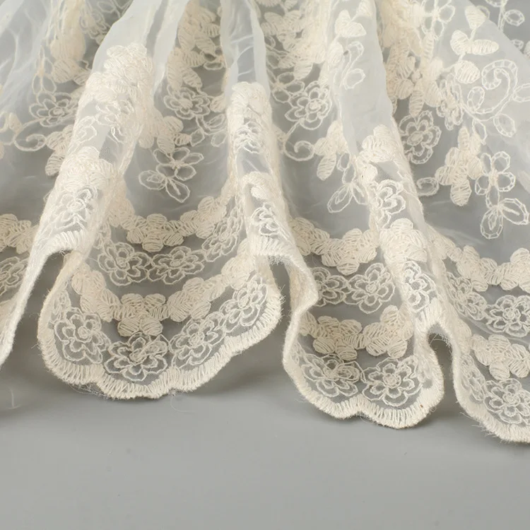 Wholesale 100 Pure Printed White Wedding Dress Lace Fabric Silk Organza Embroidered Fabric for Making Dress Wedding