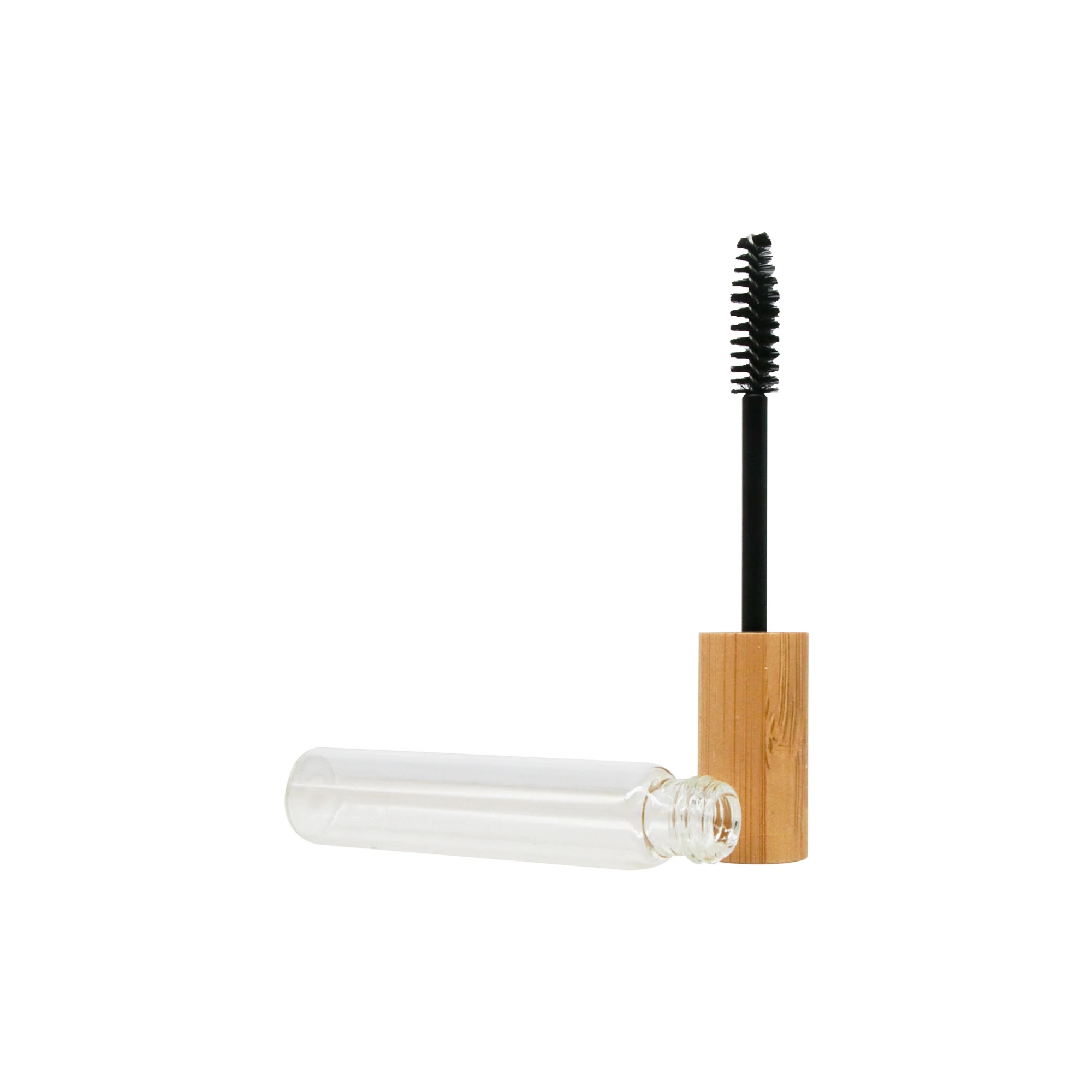 Luxury Cosmetic Glass Container Empty Glass Mascara Tube with Brush 10ml Bamboo Mascara Tube