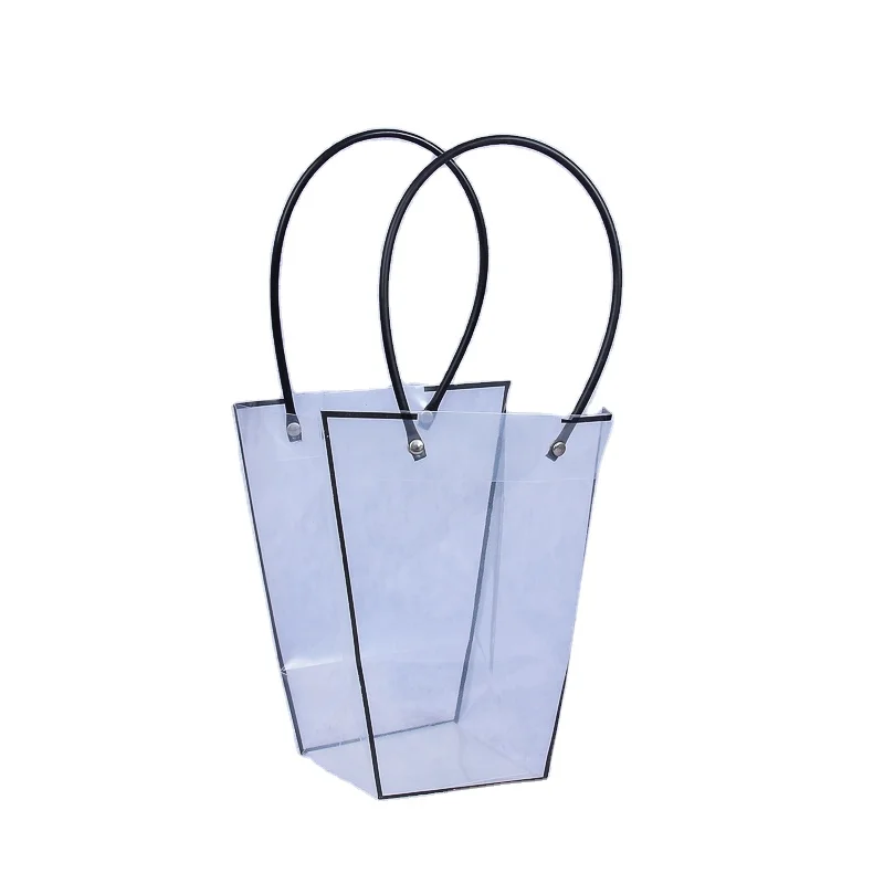 Black and white dots transparent flower bag