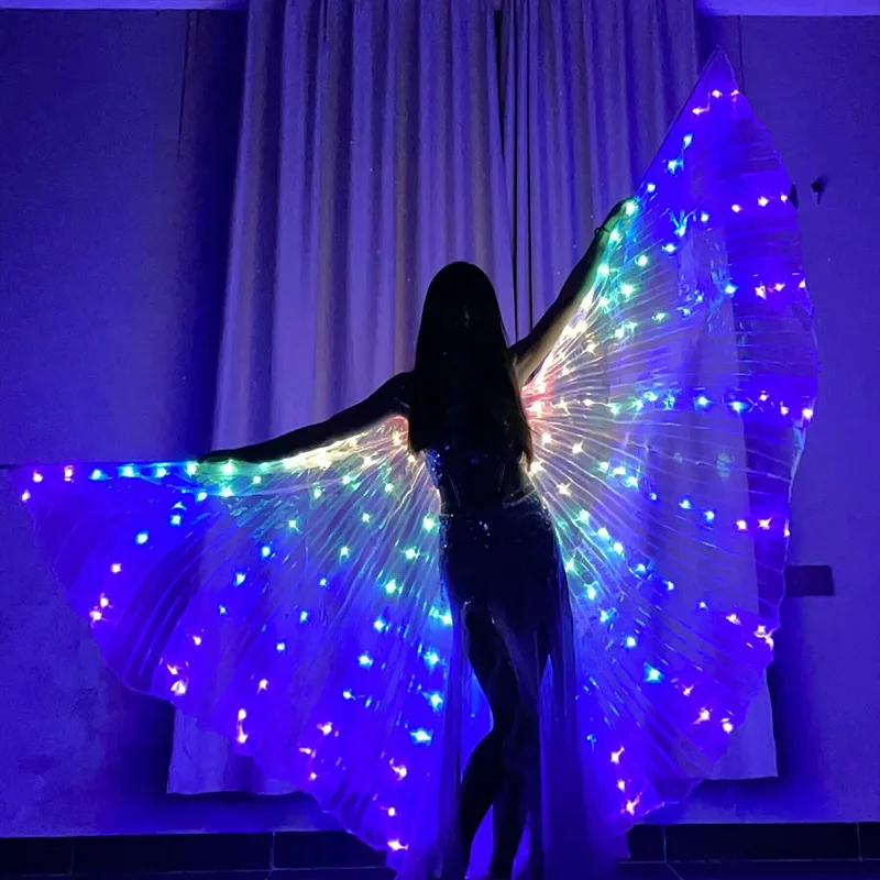 Elf LED Glowing Butterfly Wings Back Ornament Stage Bar Costumes Multicolored Fluorescent Cape Props