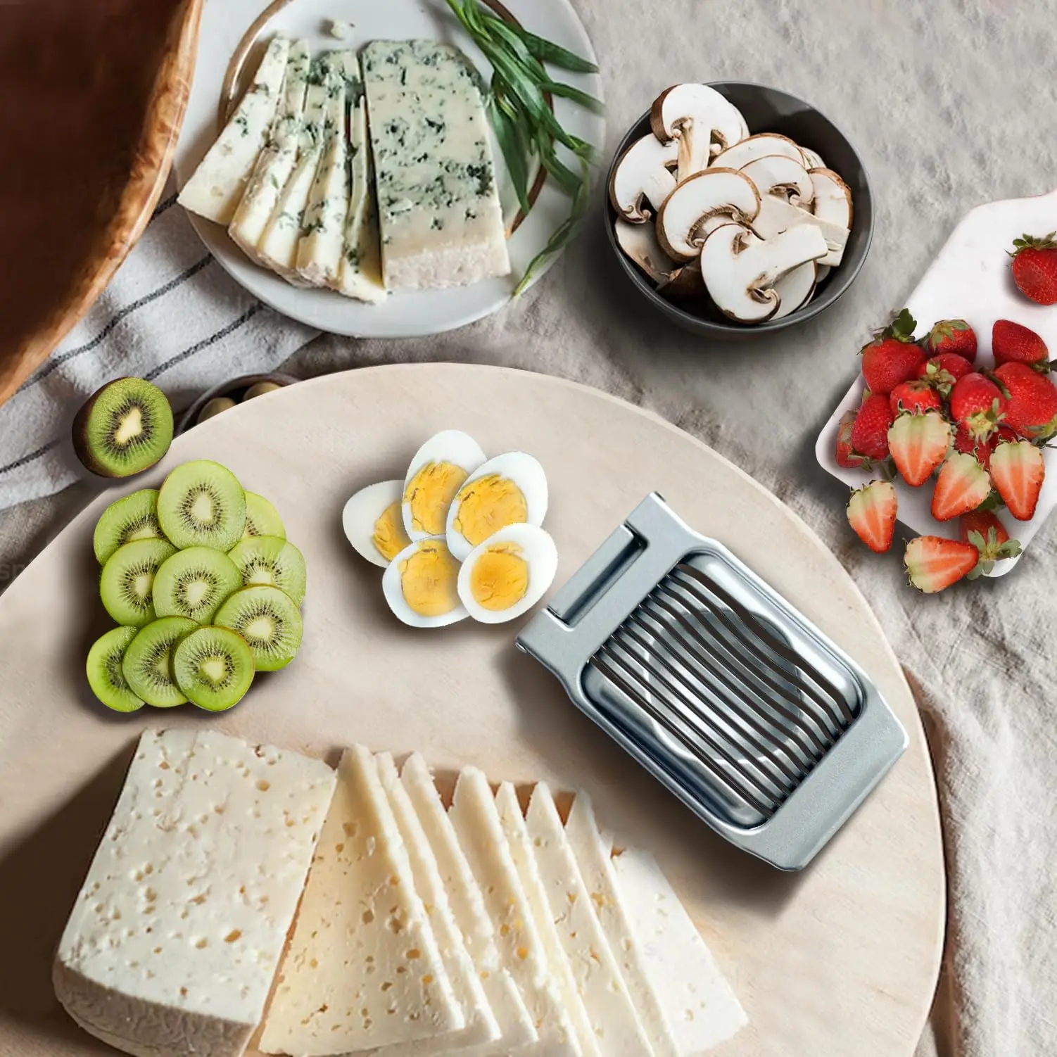 Egg Slicer for Hard Boiled Eggs Egg Cutter Strawberry Slicer Heavy Duty Aluminium Tomato Slicer