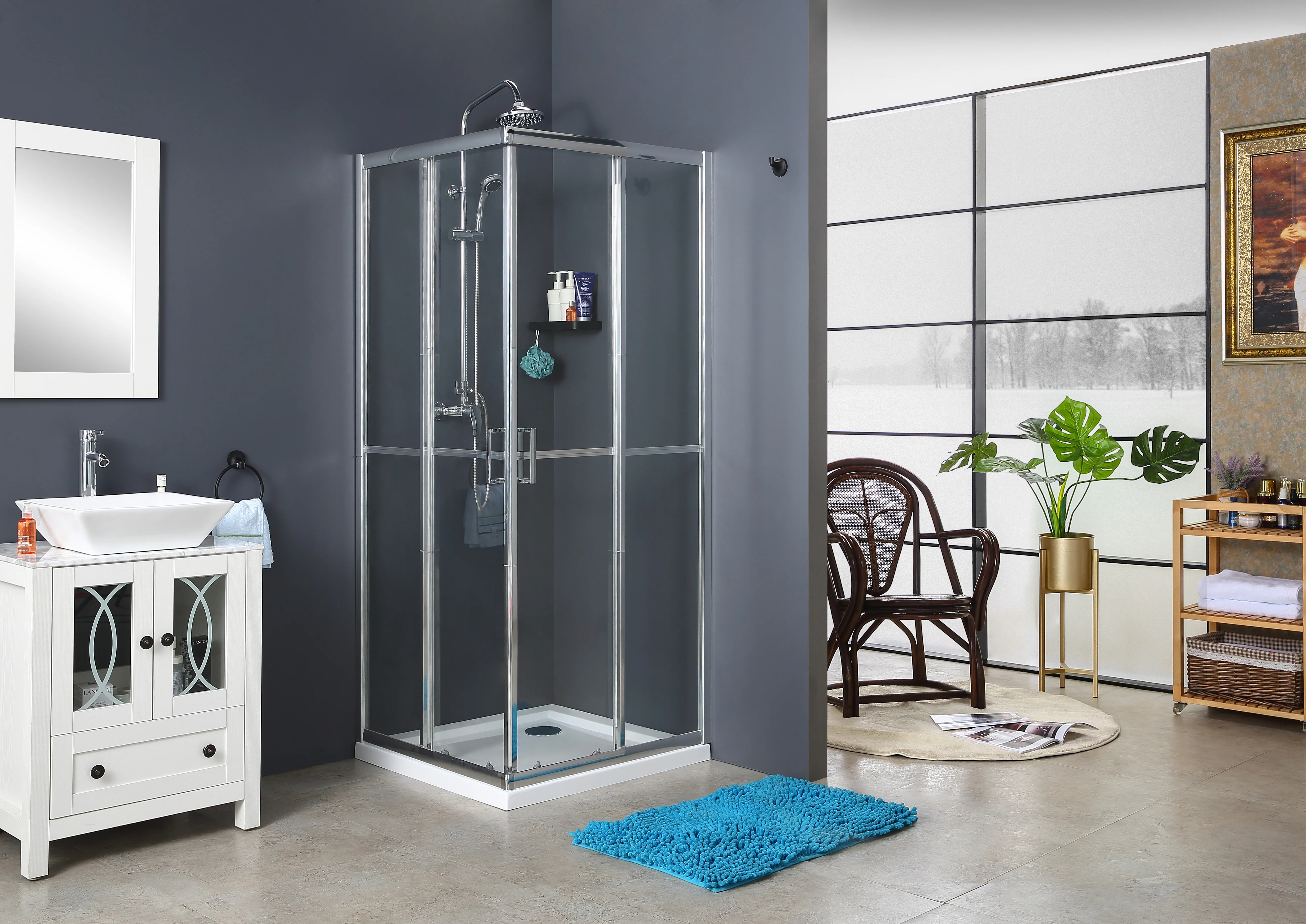 Factory direct KD structure black shower door most popular shower cabin bathroom shower room