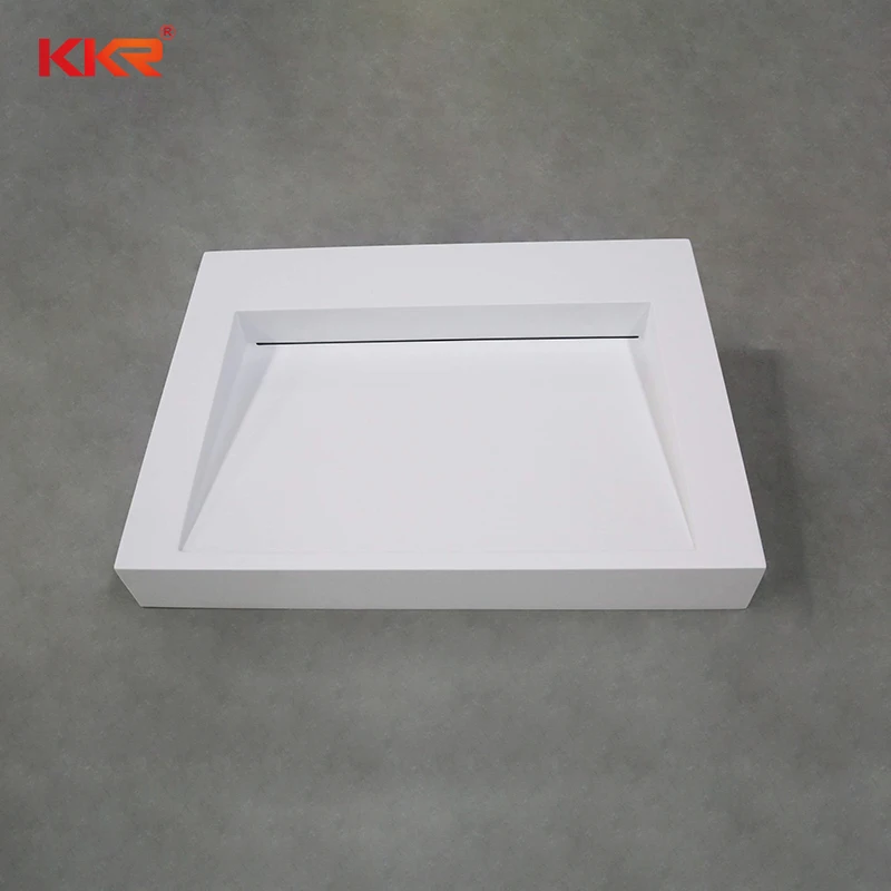customer logo Artificial Stone sink Rectangle bathroom wall hang Basin cabinet wash sink basin