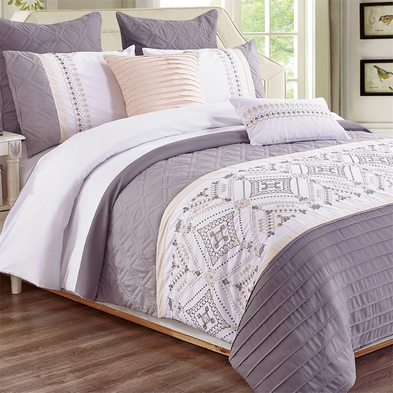 KOSMOS bed linen polyester embroidery lace luxury bed Comforter Set