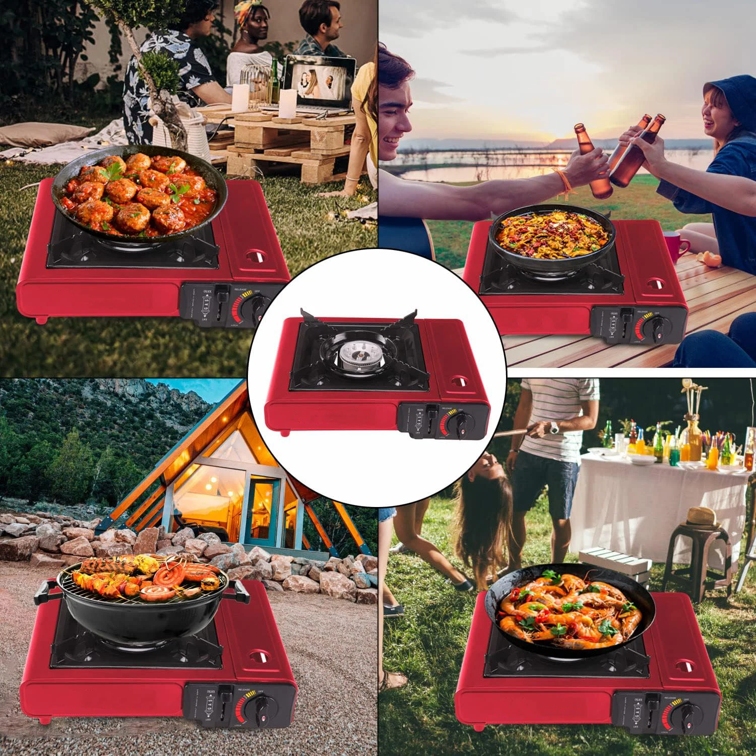 Outdoor Camping Grill Single Burner Stove Garden Mini Butane Table Top BBQ Stove Portable Gas Stove With Carrying Case
