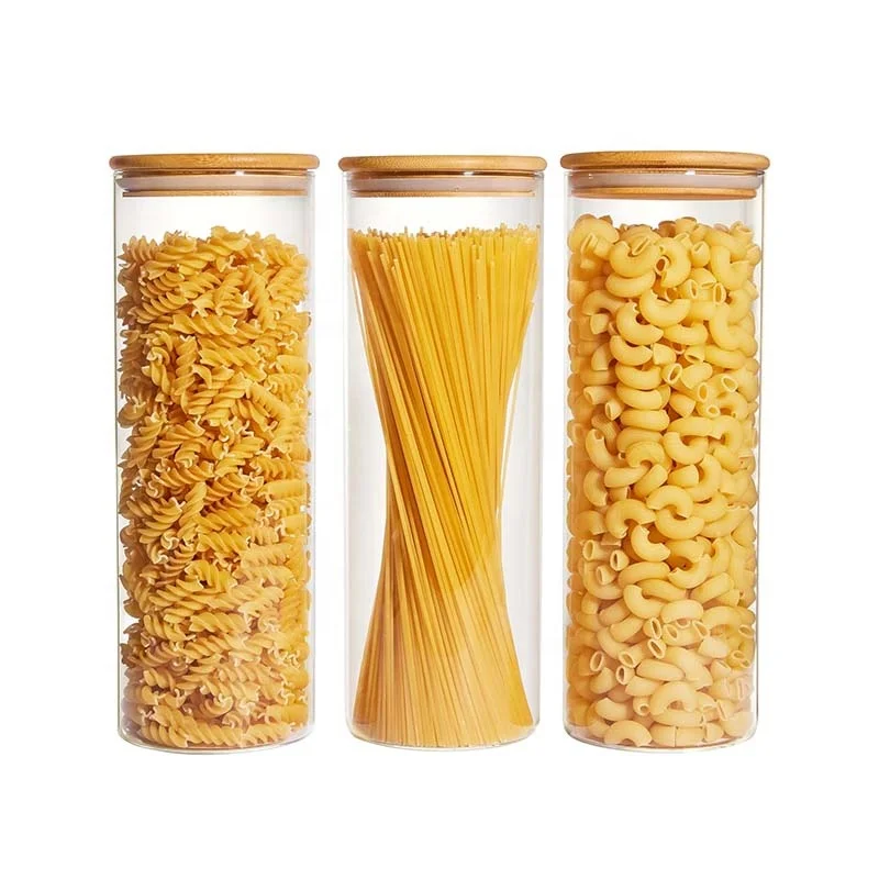 Wholesale Food Storage Sealed Glass Jar Airtight Glass Canister Spice Container Kitchen Glass Storage Tank with Bamboo Lid