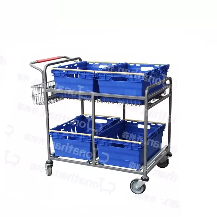 WD-2 Order picking hand cart 2 tiers warehouse cheap trolley