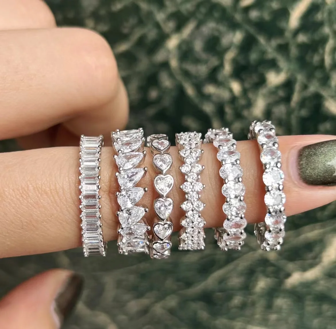 Luxury 925 Sterling Silver Eternal Band Diamond Ring Stacked Engagement Wedding Cubic Zircon Cz Finger Ring Jewelry For Women