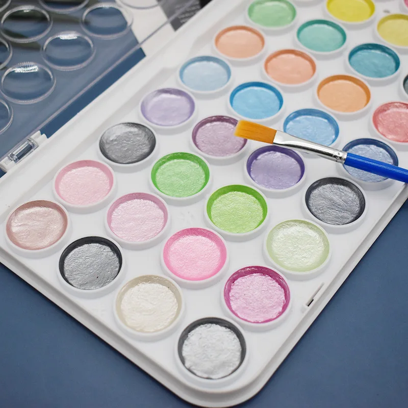 Художественных ремесел бесплатный образец 36 цветов моющиеся нетоксичные металлический набор твердых акварельных красок
