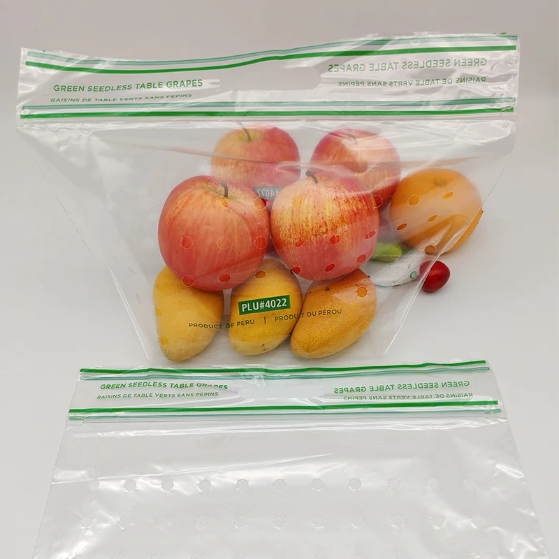 Customized portable fruit packaging bag, self-standing zipper vegetable and fruit bag opp/cpp from the United States grape bag